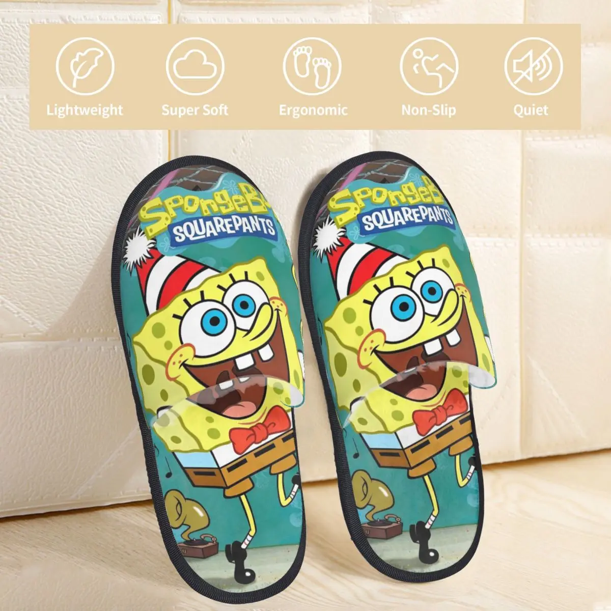 SpongeBobed Cartoon Anime Plush Slippers Living Room Soft Memory Foam Slides Anti Slip