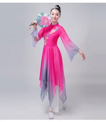 Nieuwe Stijl Chinese Yangko Kostuums Elegante Dans Kostuums Moderne Square Dance Folk Klassieke Fan Dance Hanfu Prestaties Kostuums