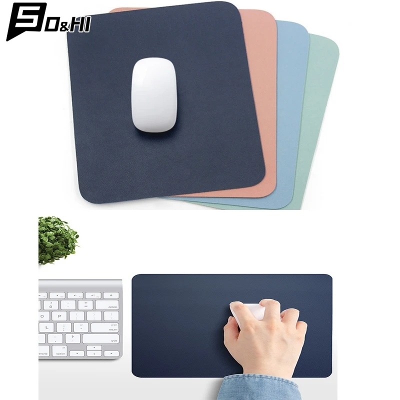 Simple Solid Color PU Leather Mouse Mat Anti-slip Waterproof 25*21cm Mouse Pad School Supplies Office Accessories