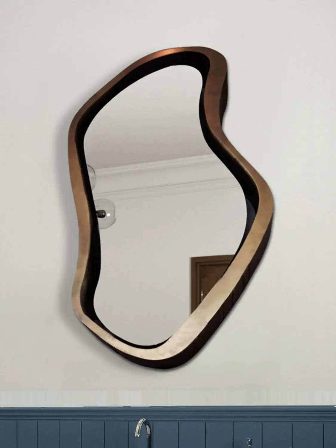 light luxury wall mounted art decoration mirror irregular shaped mirror bathroom makeup mirror，Nordic irregular dressing mirror