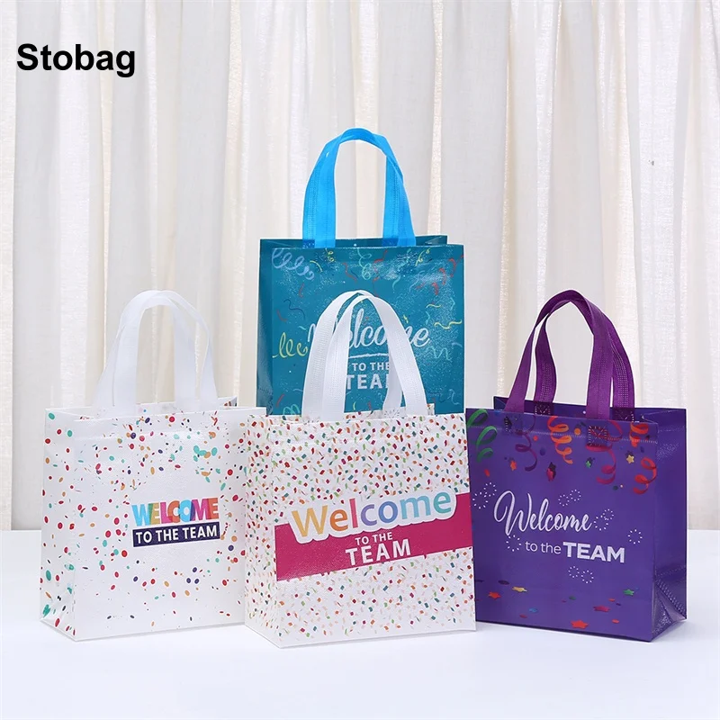 

StoBag 8/20pcs Non-woven Tote Bag Gift Fabric Packaging Shopping Handbag Waterproof Storage Reusable Pouch Birthday Party Favor