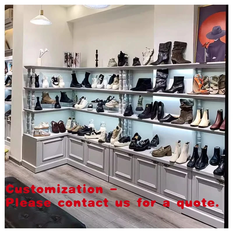 custom.High Quality Modern Elegant Shoe Cabinet Display Shoe Store Display Racks Shoes Showroom Design