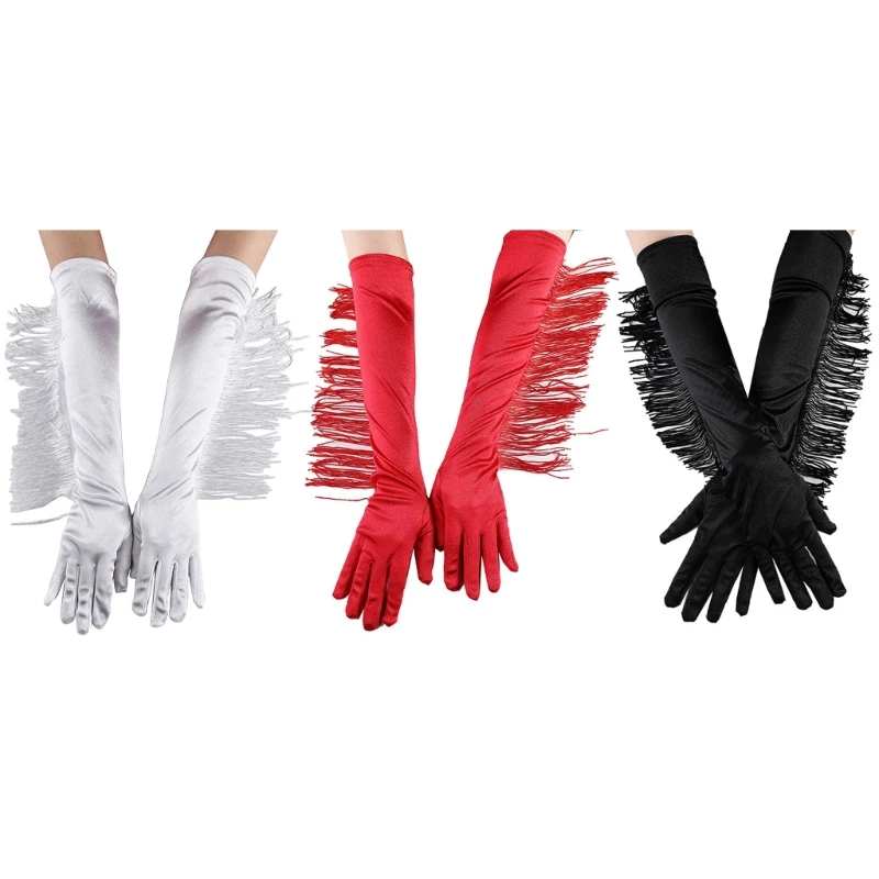 Satin Long Gloves Women Party Gloves Over the Elbow Night Club Mittens