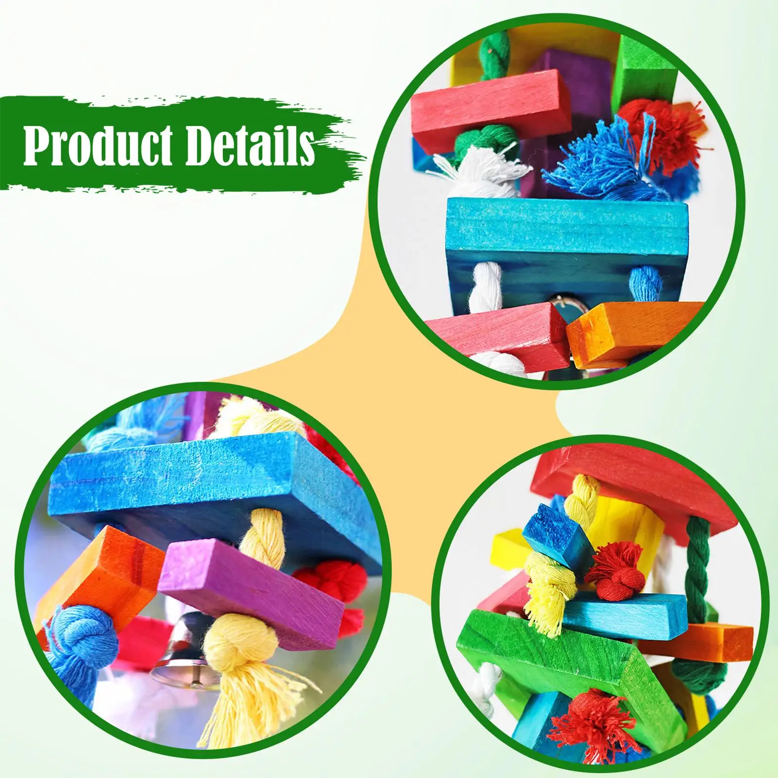 Parrot Chewy Toy Perch Stand Fun Playing Wood Interactive Bird Training Toy for Large Birds Lovebirds Canary Budgie Macaws