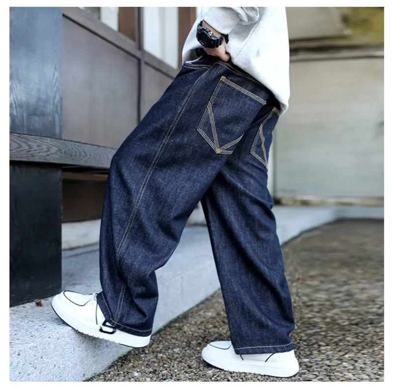 Herbst Kinder Jungen Jeans UNITIM 2026 Teenager Stilvolle Jungen Denim-Hosen Ins Lose Elastische Taille 4-14 Jahre Kinder Jungen Weite Hosen – Detail 13