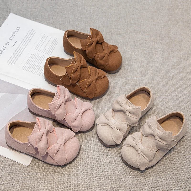 

Kids Casual Leather Shoes for Girls 2025 New Autumn Toddler Ballet Flats Non-slip Princess Elegant School Party Flats 4-6years
