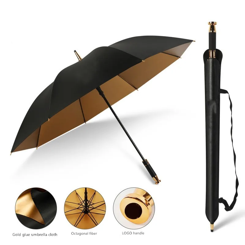 Brand New Noble Gold Glue Golf Umbrella For Rolls-royce Mercedes-benz Bwm Anti-ultraviolet Luxury Car Logo Business Umbrella