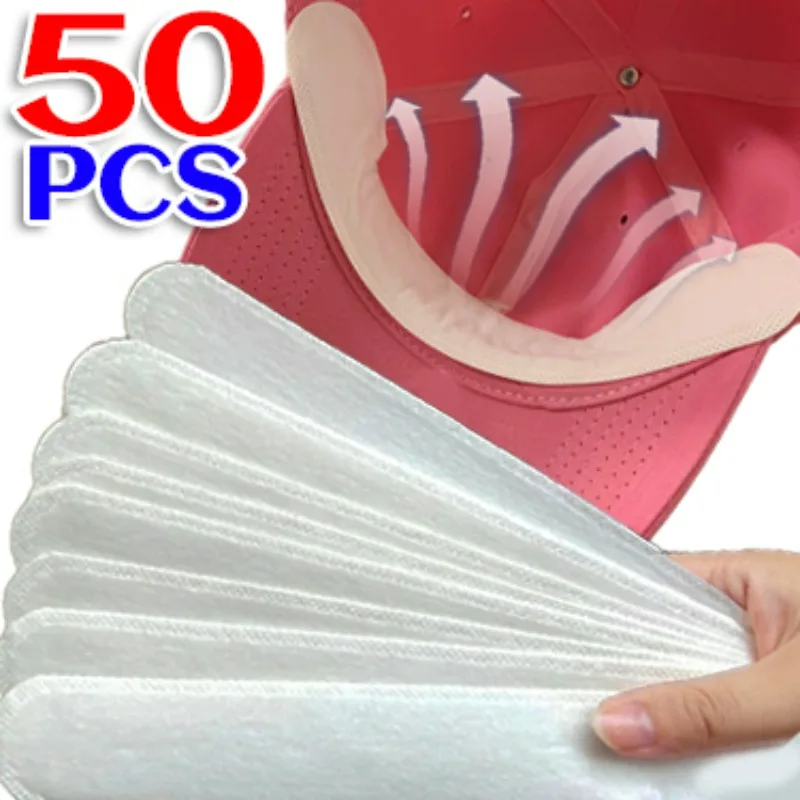 10/50Pcs Hat Sweat Absorber Stickers Baseball Cap Anti-dirty Liner Bands Sweatband Visor Hat Size Reducer Strips Pads Tape