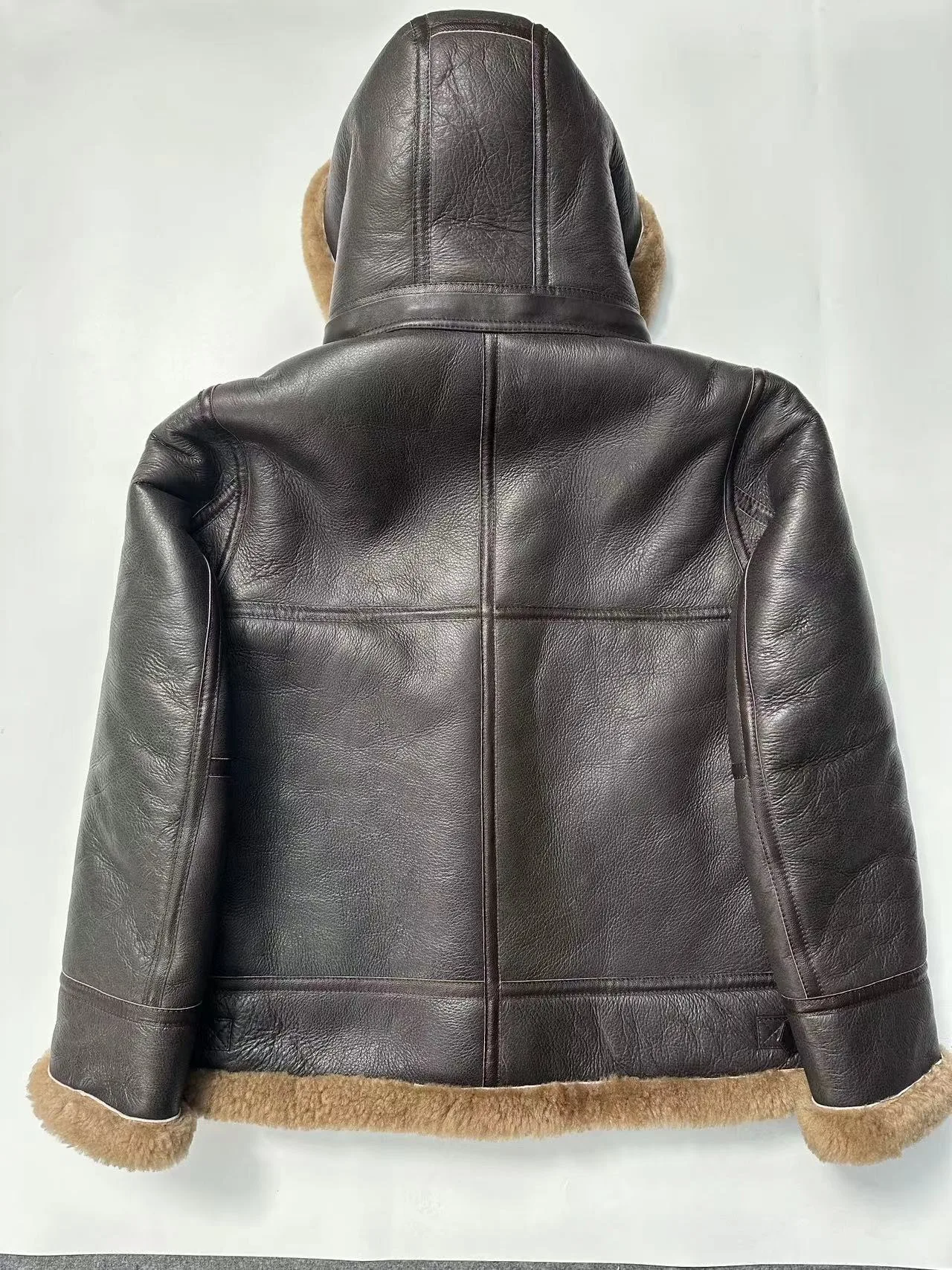 2024 Factory New Fashion Brown Original Real Fur Leather Jackets Man's Thickened Warm Biker Jacket Short Male Fur One Coats