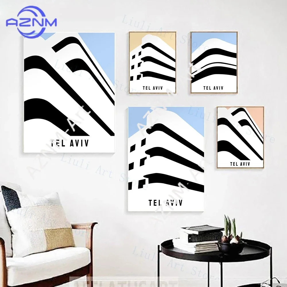 Nordic Minimalist Wall Art Tel Aviv Bauhaus Vintage HD Canvas Poster Prints Home Bedroom Living Room Decoration Gifts