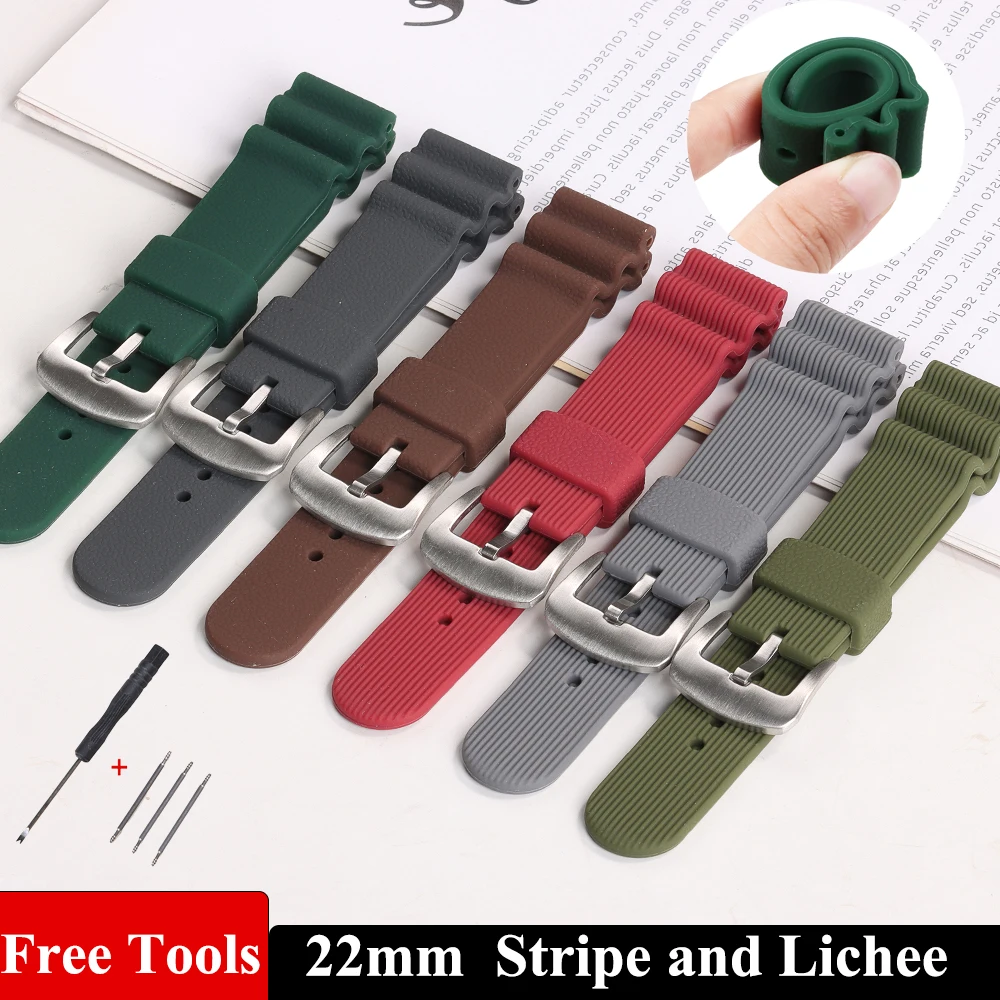 Seiko Watch 5 Sports - 22mm Rubber Silicone Watch Strap for