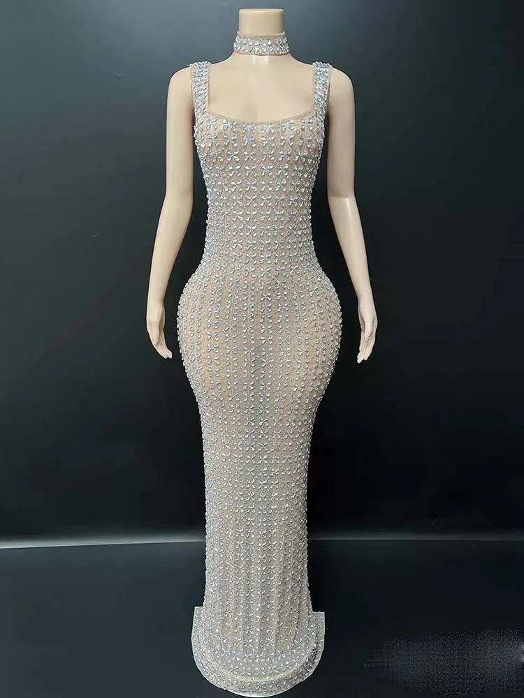 

Высокое качество, стразы и блестки, сексуальное платье с открытой спиной и большим вырезом, новинка 2025, модная женская одежда на заказ