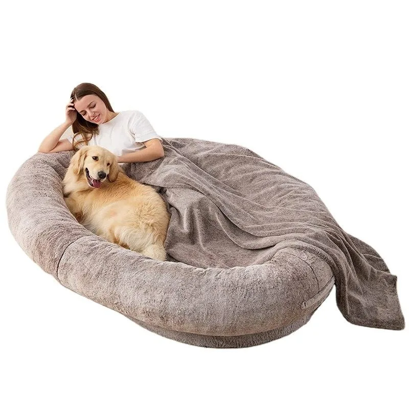  pet bed Luxury Cute Dog Bed for Human Long Plush Fluffy Pet Bed Luxury Anti-slip Giant Human Dog Bedding Calming Pet Dog Mat So