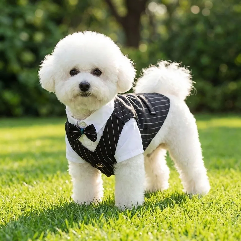 Short Sleeve Dog Wedding Suit Lightweight Gentleman Pet Tuxedo Outfit Button Closure Spring Summer Small Dog Clothes