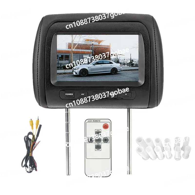 

7 inch car headrest screen display car pillow rear row five-button two-way video AV display high definition