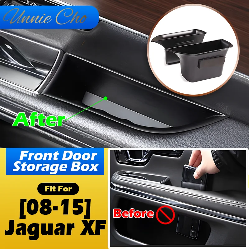 Storage Box for Jaguar XF X250 2008-2015 Front Door Side Insert Organizer Box Cars Accessories Interior Phone Card Placement