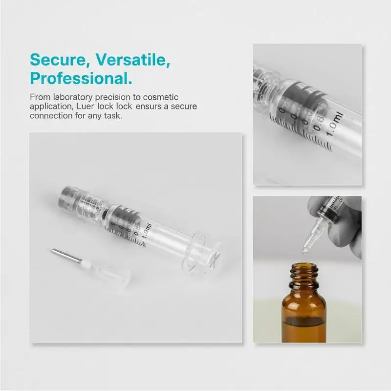 Borosilicate Glass Syringe Optional Capacity Medical Prefillable Syringe for Injection Liquid Handling Scientific Research