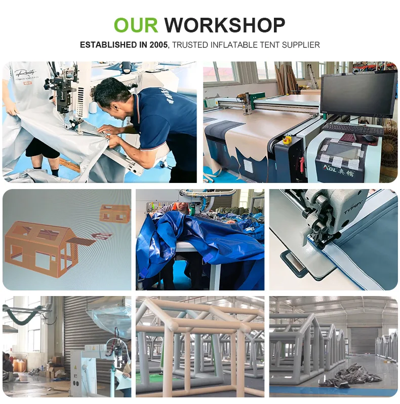 Portátil atacado direto da fábrica 12 ㎡   Barraca de acampamento de ar inflável para viagem familiar com portas duplas à prova d'água grande clarabóia