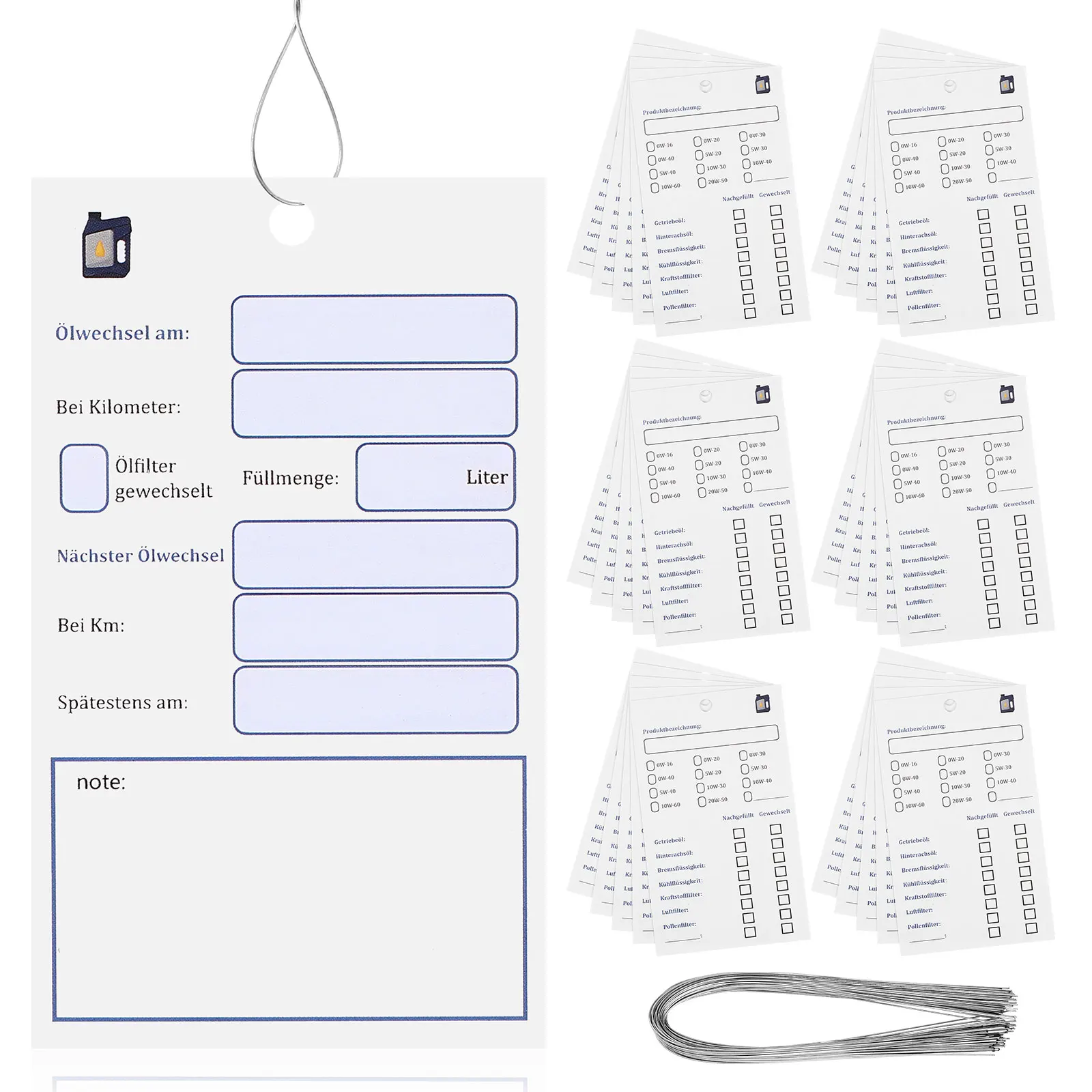 

100Pcs Oil Change Pendant Car Accessories Double Sided Tags Bulk Schedule Supplies Vehicle Records