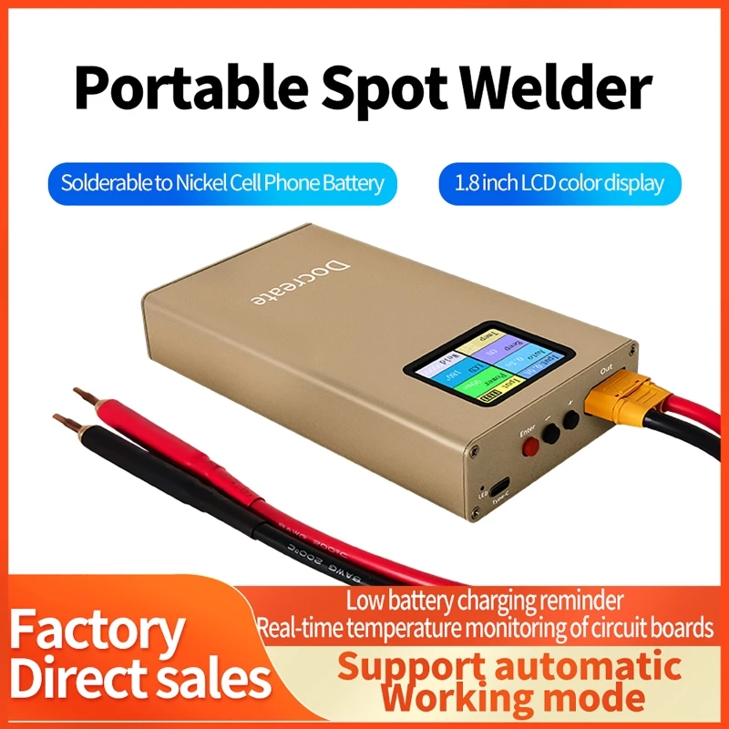 

1.8" LCD Color Display Mini Portable 10000mAh Rechargeable Spot Welder 0.1-0.3mm Nickel Plated Spot Welding Machine Tool Kit