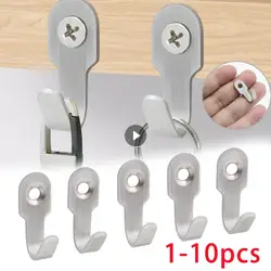 1-10pcs Mini Stainless Steel J-shaped Hook With Screw Items Key Rack Wall Punching Hooks Kitchen Accessories Bathroom Hardware