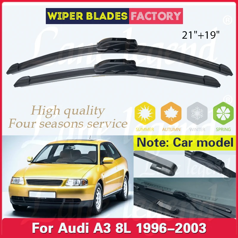 

For Audi A3 8L 1996-2003 21"+19" Car Accessories Front Windscreen Wiper Blade Brushes Wipers U Type J Hooks 2003 2002 2001 2000