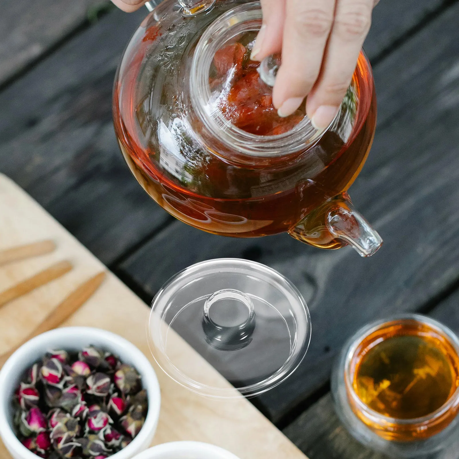 

Glass Replacement Lid for Tea Kettle Clear Transparent Glass Lid Tea Pot Accessory Leak Prevention Cover