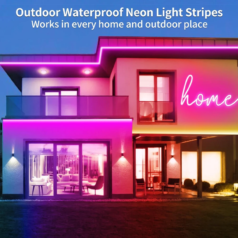 Tuya WiFi NEON RGBIC LED Strip 12V 5m 10M Music Sync Dream Color DIY Addressable Light Waterproof RF Remote fr Alexa Google Home