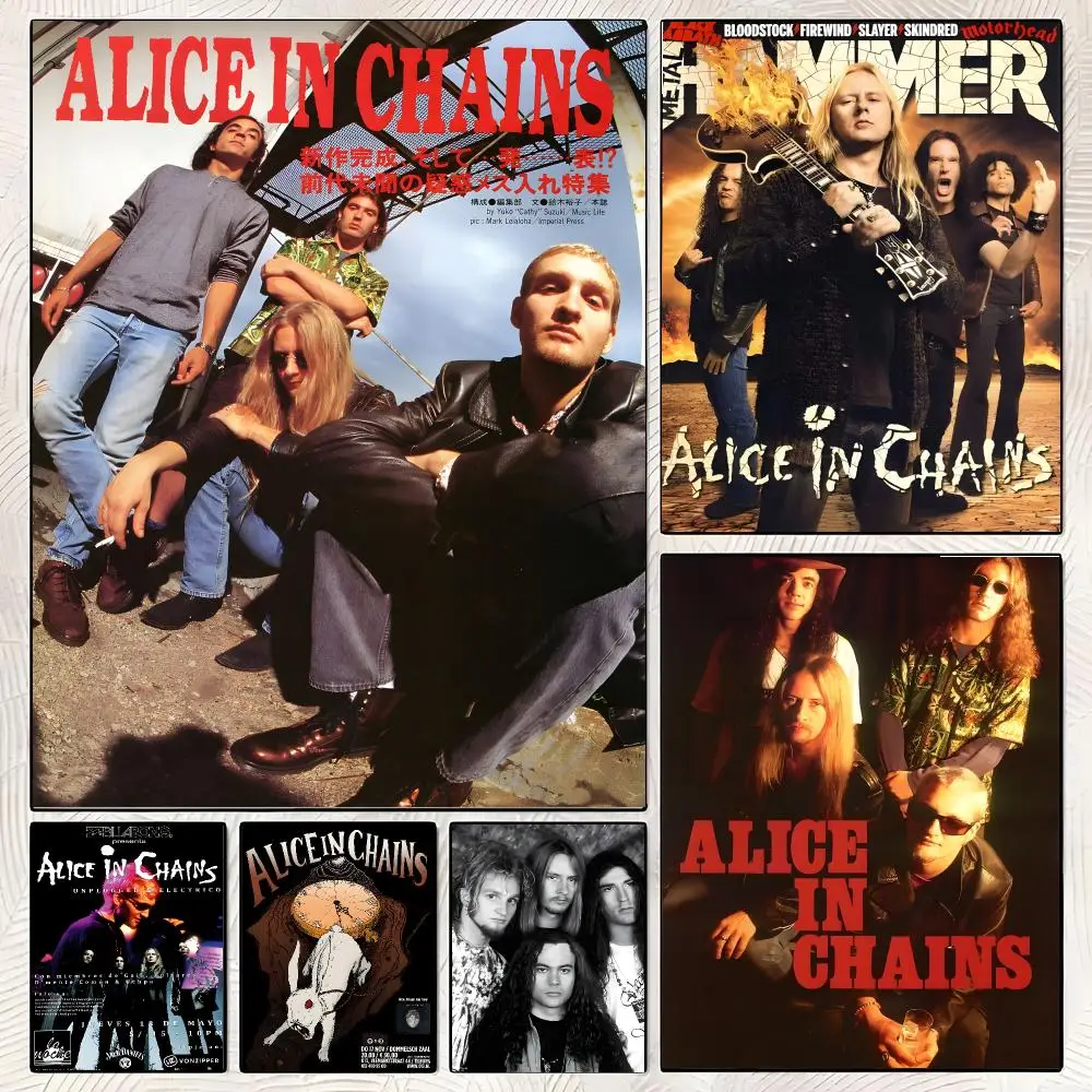 Band Alice in Chains Poster Classic Poster HD Art Sticky Wall Waterproof Home Living Room Bedroom  Aesthetic Decoration