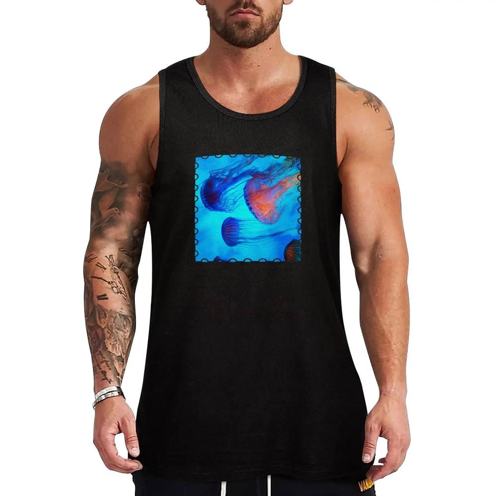 Watch the Flow of the Jelly Glow Tank Top sleeveless gym shirts male Man gym clothes t shirts