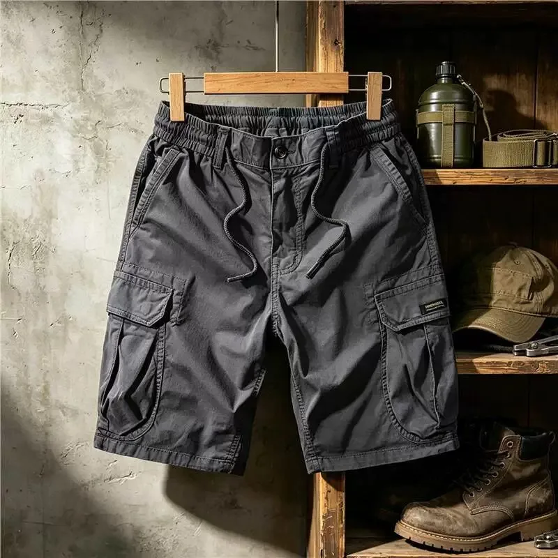 Retro Japanese Style Casual Workwear Shorts Men's Summer Loose Dirt Resistant Wearable Five-Quarter Length Multi-Pocket Pants