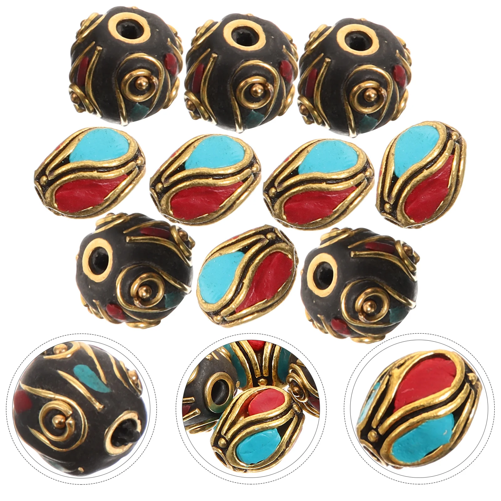 

10Pcs Multi-Use Handmade Buddha Loose Beads Brass Spacer Beads Jewelry Making DIY Accessories Crafts Multi-Use Buddhist Charms