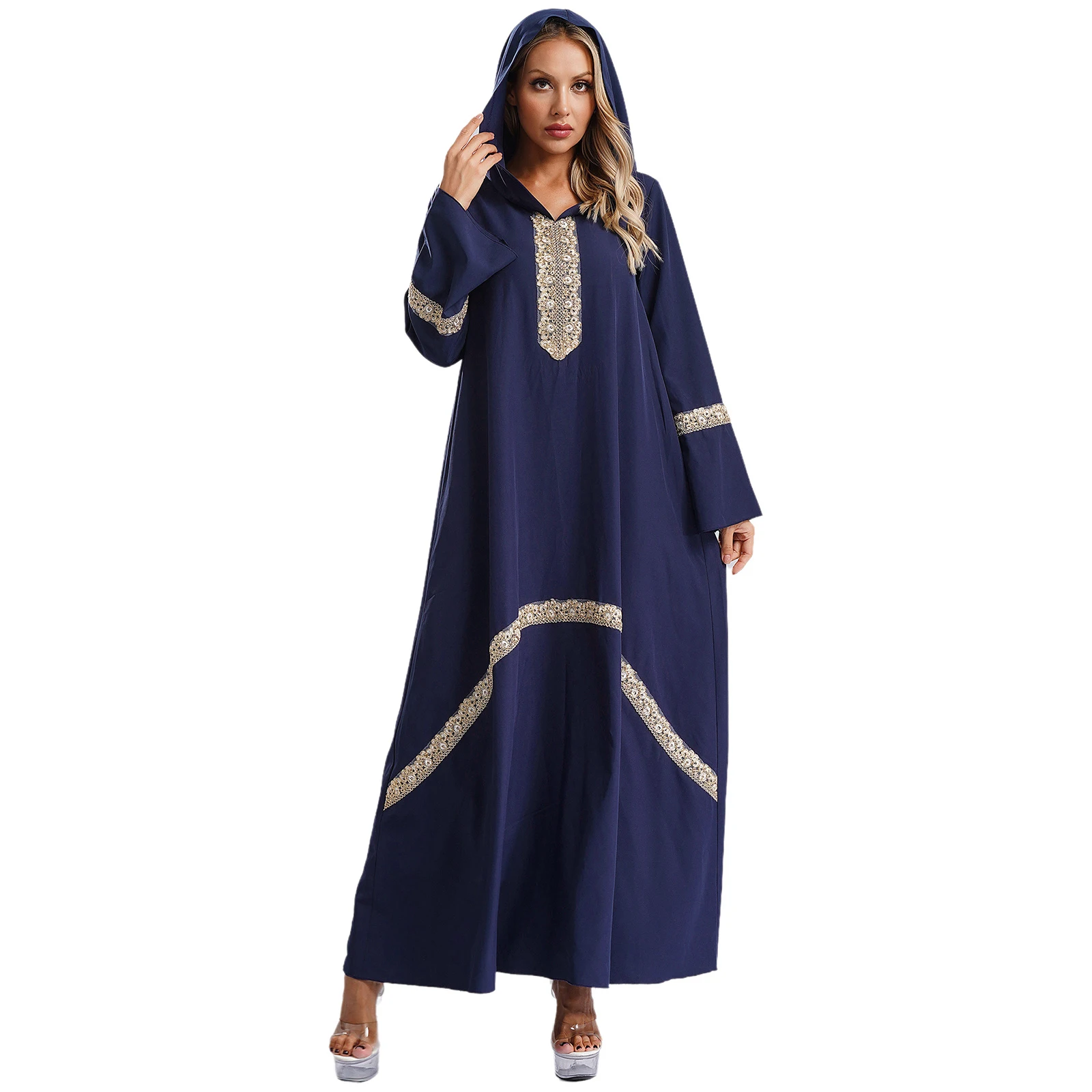 Women Mystical Muslim Abaya Dress Hooded Long Sleeve Embroidered Maxi Dress Islamic Robe Dubai Saudui Moroccan Kaftan Costumes