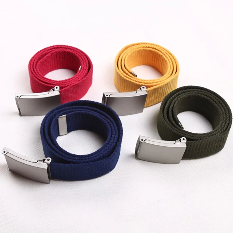 Men Women Belt Trendy Fashionable Automatic Buckle Canvas Trendy Belt Waistband