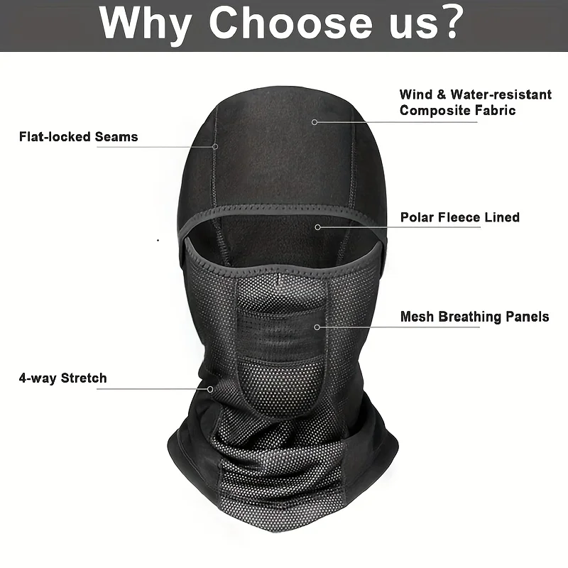 Tactical Fleece Hat and Scarf Set Thermal Head Cover Winter Warm Balaclava Face Mask Sports Cycling Bonnet Neck Protector