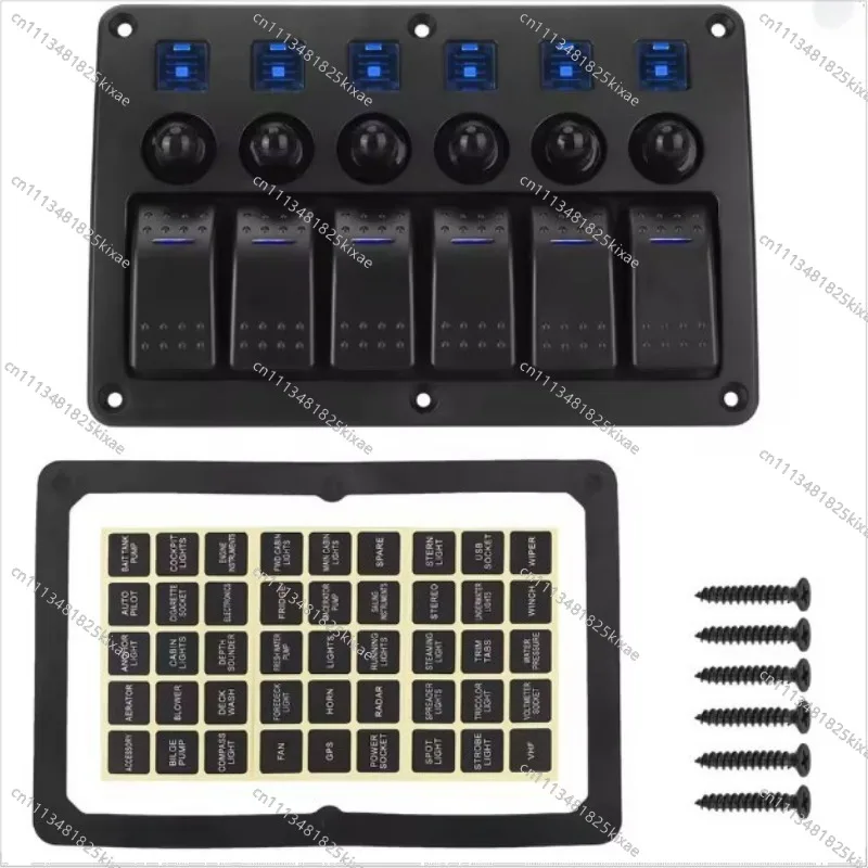 For position rocker switch combination car yacht 6 + 6 + 6 single blue light overload protection translucent with led