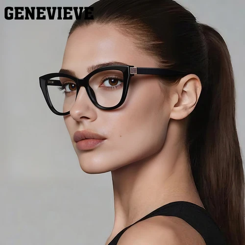 GENEVIEVE, gafas de lectura clásicas simples con diseño de ojo de gato para mujer, gafas de lectura antiluz azul, fotocromáticas, prescripción personalizable PFD2276