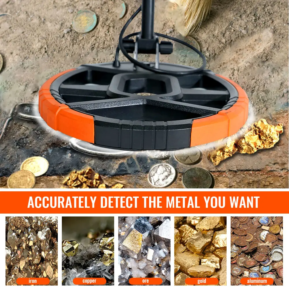 Detector de metais subterrâneo profissional scanner de profundidade com tela lcd busca detector de ouro caçador de tesouros pinpointer