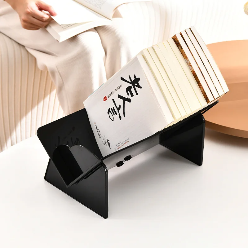 Desktop 45 degree oblique small bookshelf Creative small desk bookstand record books pen rack storage rack