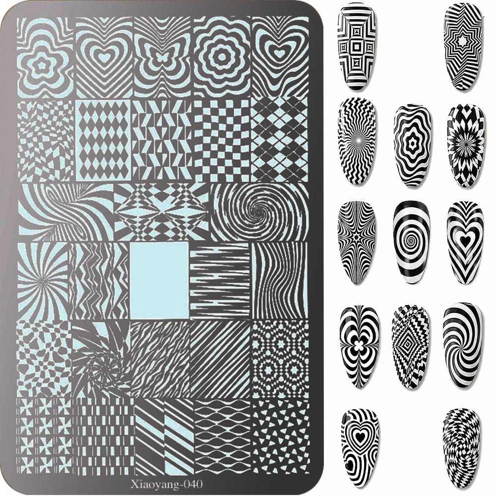 Geometric Nail Stamping Plate Optical Illusion Spiral Radial Pattern Stainless Steel Nails Template Reusable Swirl Image Plate