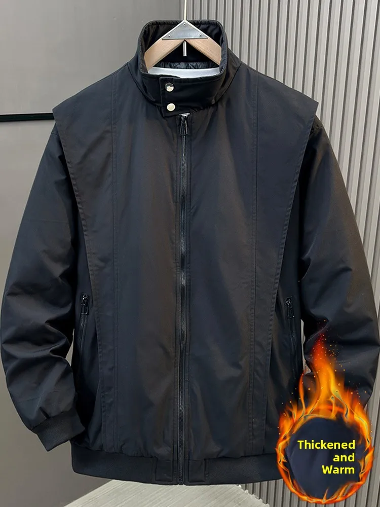 

Мужская зимняя хлопковая куртка-пилот большого размера с утолщенным воротником-стойкой, легкая хлопковая одежда для полных мужчин