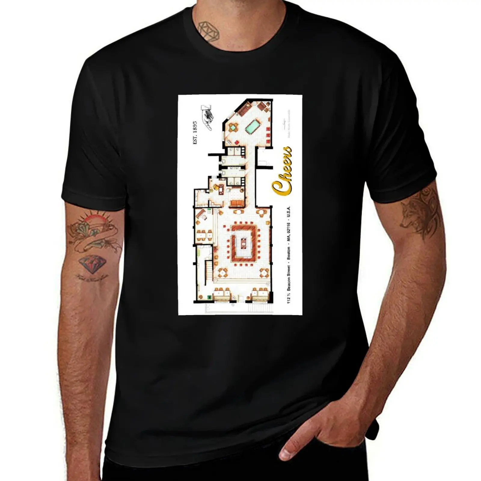 

Floorplan of the bar from CHEERS T-Shirt customizeds valentines boutique clothes animal prinfor boys anime mens t shirt graphic