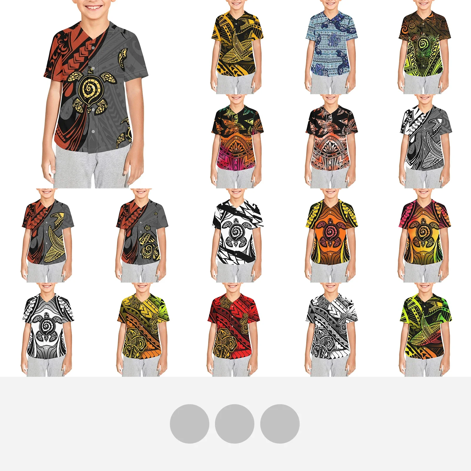 Polynesian Tribal Samoan Totem Tattoo Samoa Prints Kid Hip Hop Clothing Cardigan Top Baseball Shirt Streetwear Boy Dance Costume