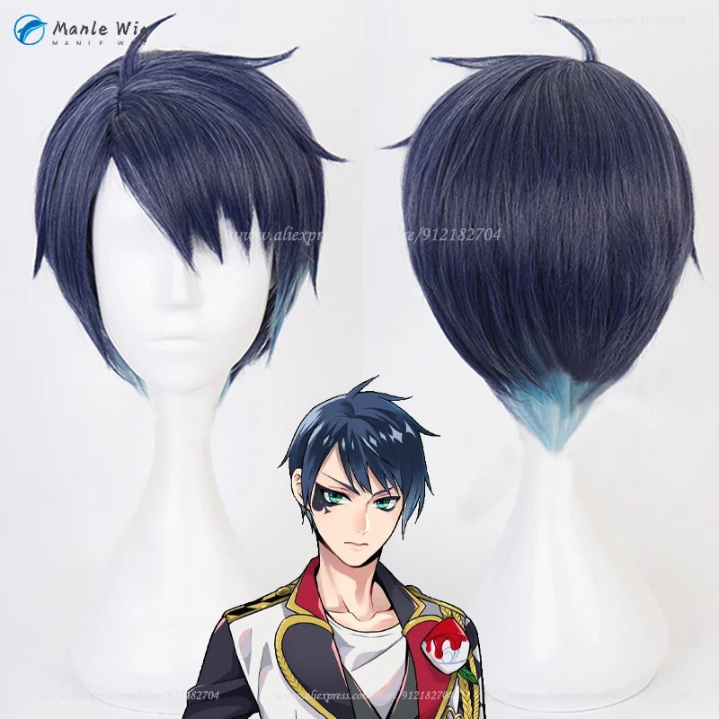 

Anime Deuce Spade Cosplay Wig Blue Black Anime Wigs Heat Resistant Synthetic Hair Halloween Wigs + Wig Cap