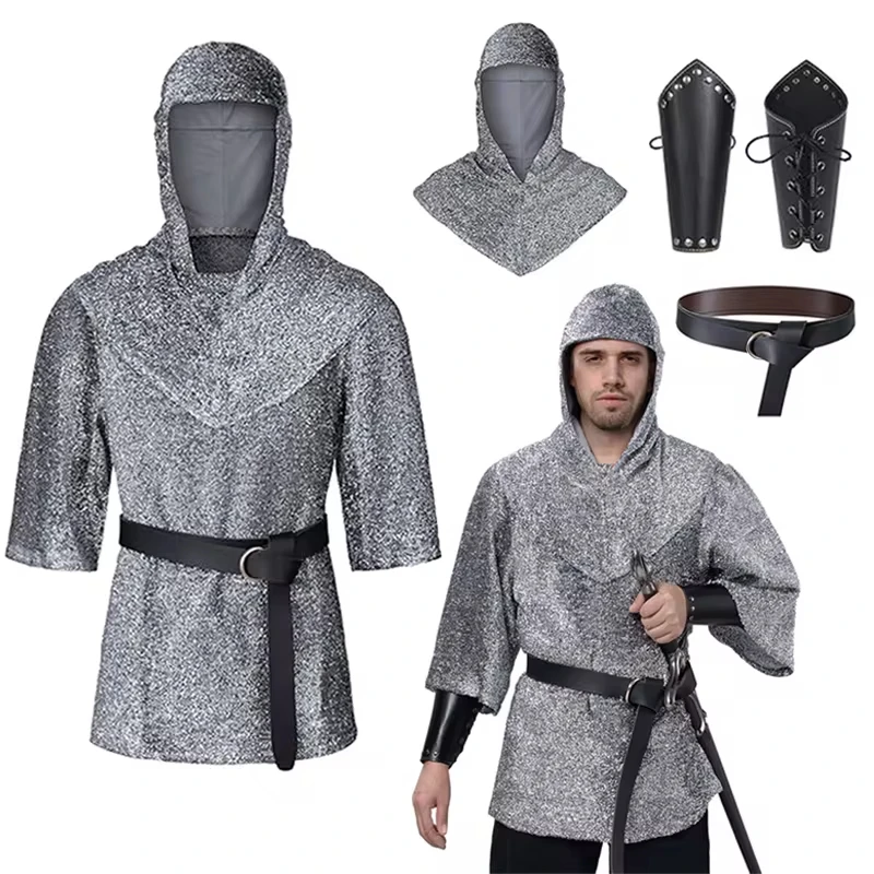 Medieval Knight Templar Cosplay Costume Shirt Medieval Renaissance Outfits Suit Movie Cosplay Vintage Retro Halloween Party