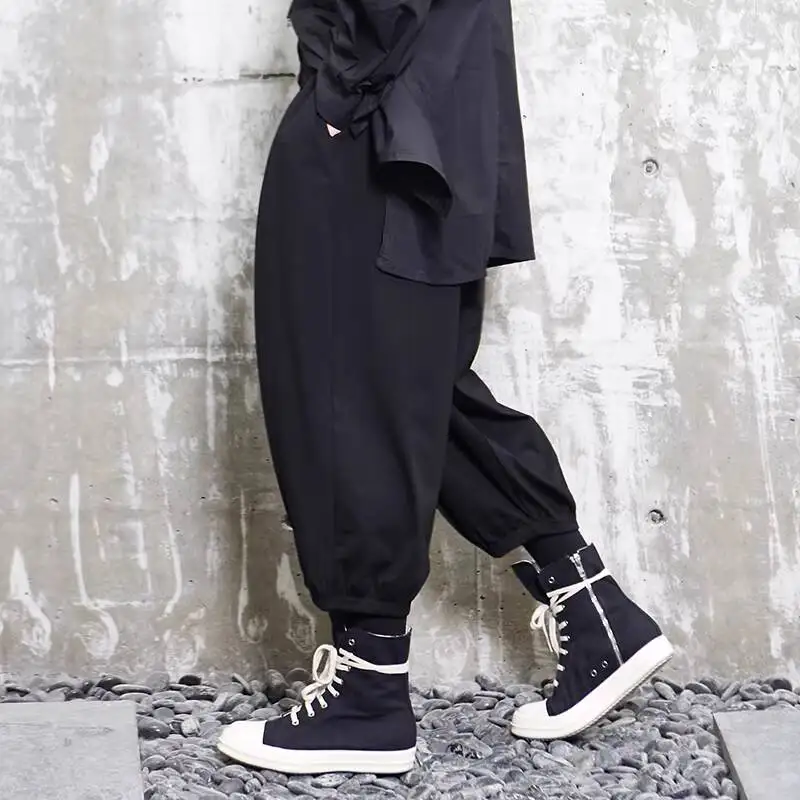 

Мужские повседневные брюки-джоггеры в стиле гарем, широкие, темные, свободного кроя, модные