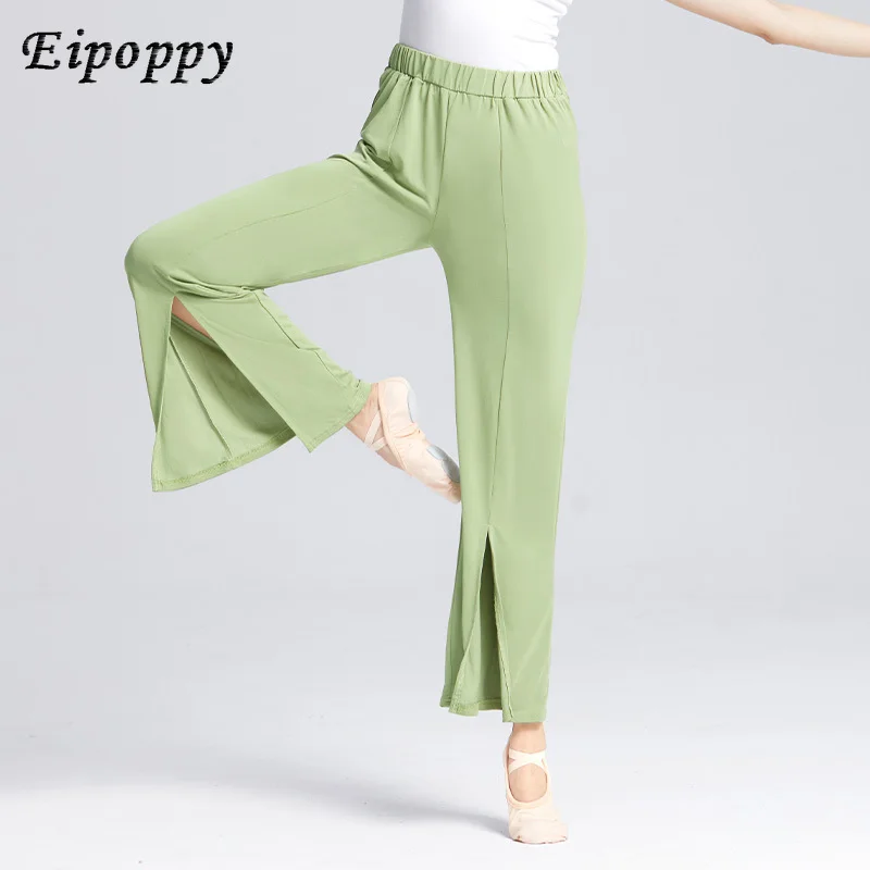 กางเกงเต้นผู้หญิงกางเกงโยคะฟิตเนสกางเกงขาบานเอวสูงแบบคลาสสิกกางเกงเต้นบัลเล่ต์