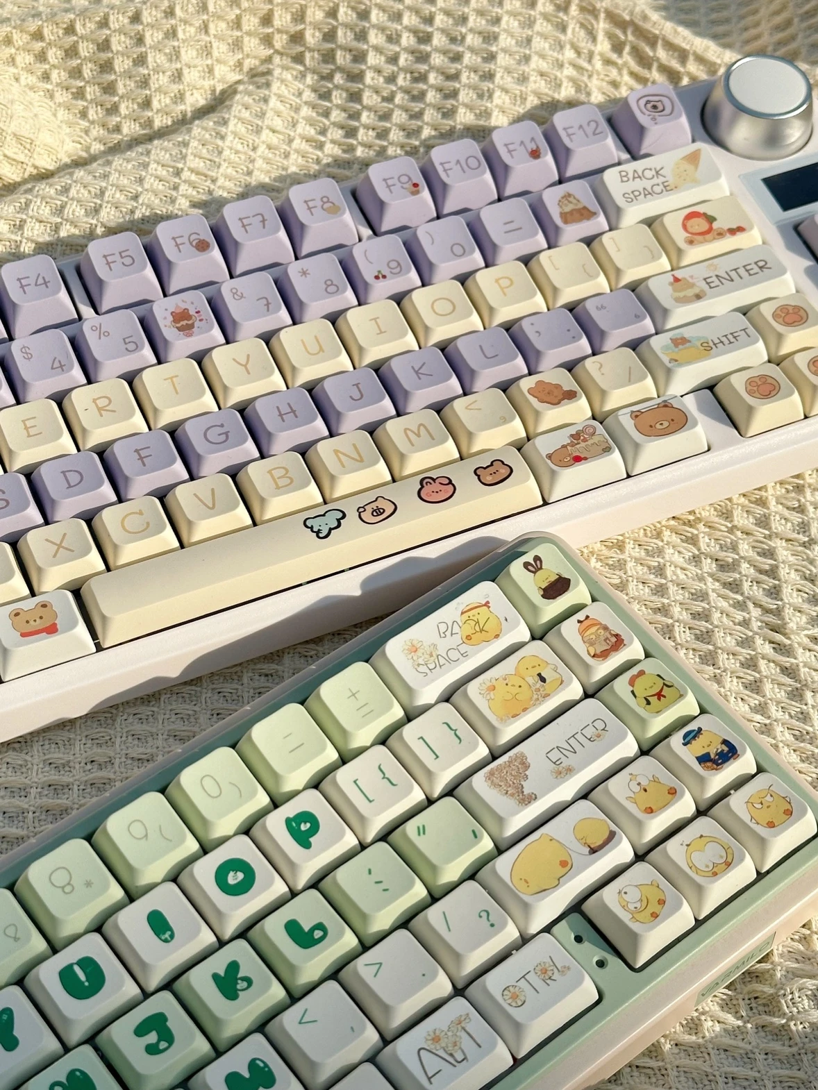 96-keycaps น่ารักสัตว์น้อยขายหมีสำหรับคีย์บอร์ดภายใต้87 Keys KTA PBT DIY แป้นพิมพ์กลไกสีม่วงสีเขียว