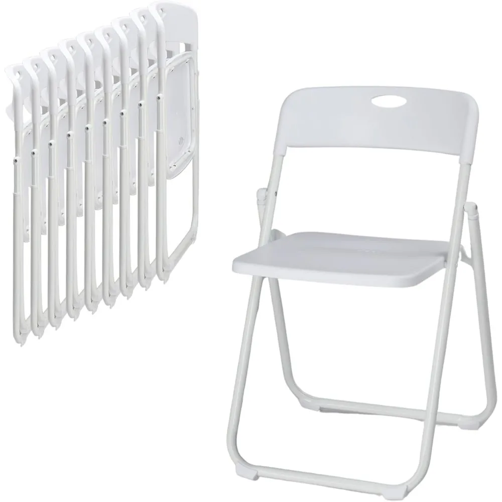 

10 Pcs Folding Chair, 300LBS Lightweight Foldable Plastic Chair, Reinforced Metal Frame Easy to Fold & Store for Indoor &Outdoor