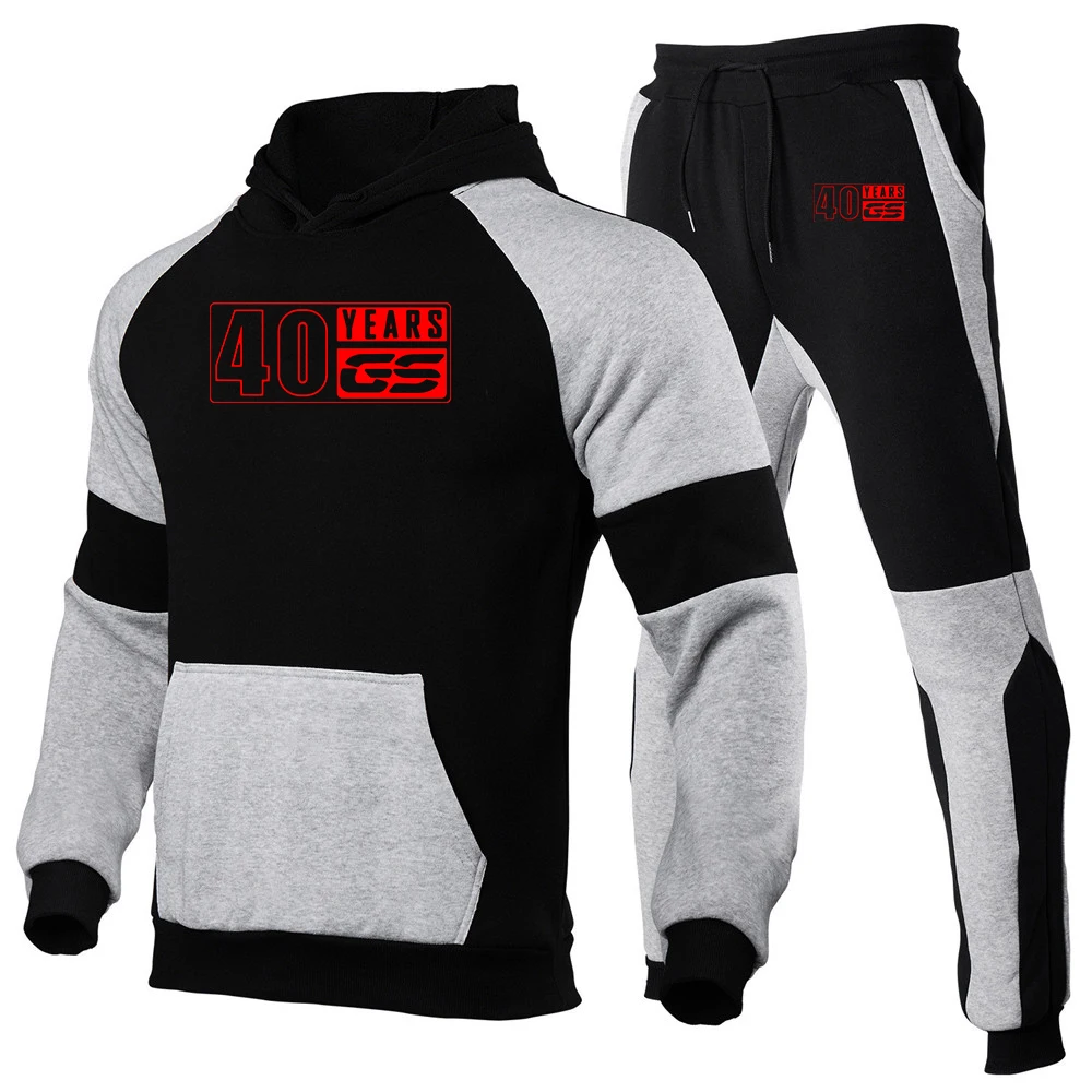 

Motorcycle R1200 2025 Men's 40 Years GS Brand Fashion High Quality Fashion Color Matching Hoodie Sweatpants Leisure New Suit